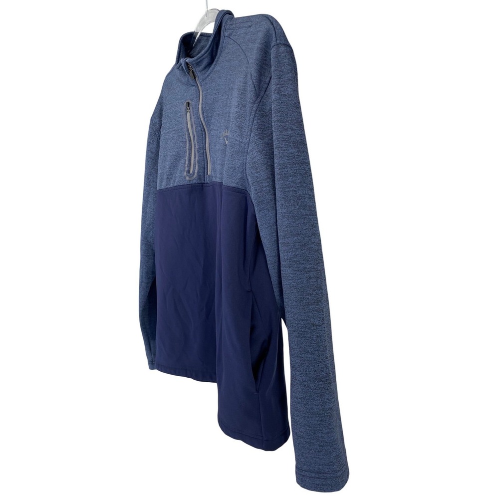 Callaway Men's Golf Pullover 1/4 Zip Blue Heathered Textured Size L Side Pockets - Picture 4 of 8